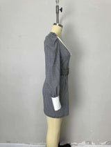 Houndstooth Dress with Oversized Collar image 2