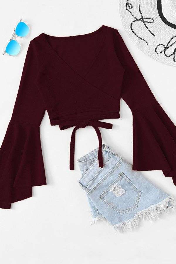 Bell Sleeve Tie Ups Crop Top image 0