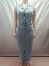 Stylish Cutout Denim Dress with Front Slit image 6