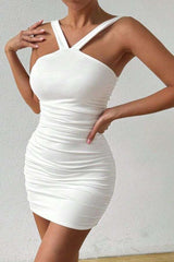 Ruched Cross-Strap Mini Dress image 0