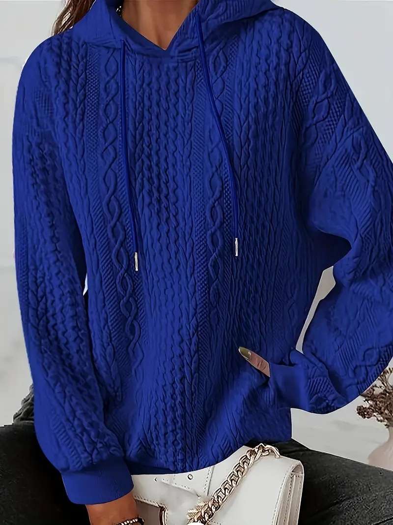 Cable Knit Hoodie - XL, Blue image