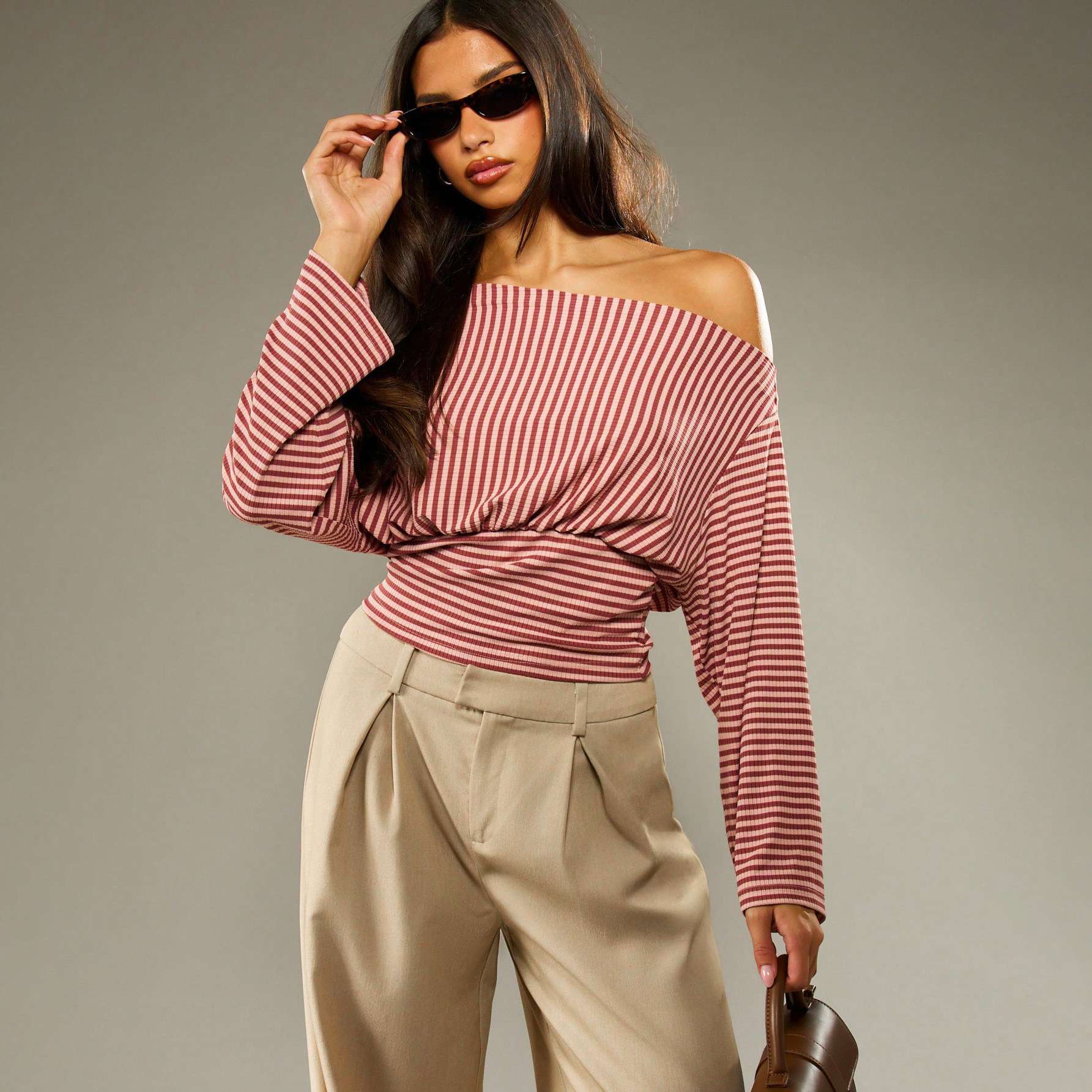 Off-Shoulder Striped Top image 0
