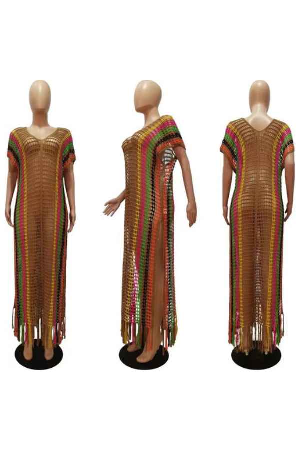 Sexy Crochet Fishnet Bikini CoverUp Oversize Maxi Dress image 6
