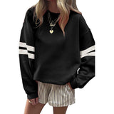 Casual Sweatshirt with Stripes - L, Black image