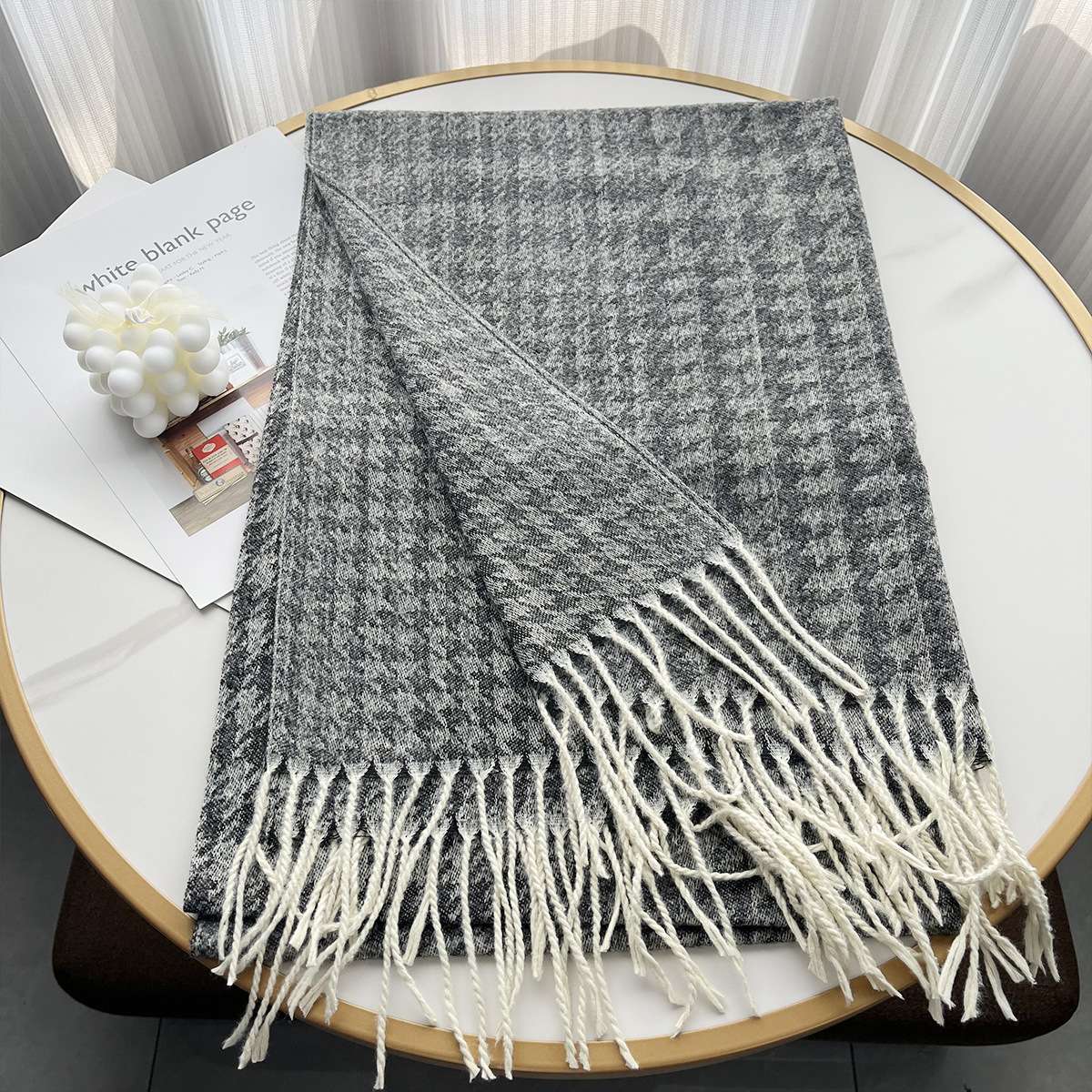Winter Fashion Luxury Shawl Tassel Wrap - Free Size, Dark Grey image