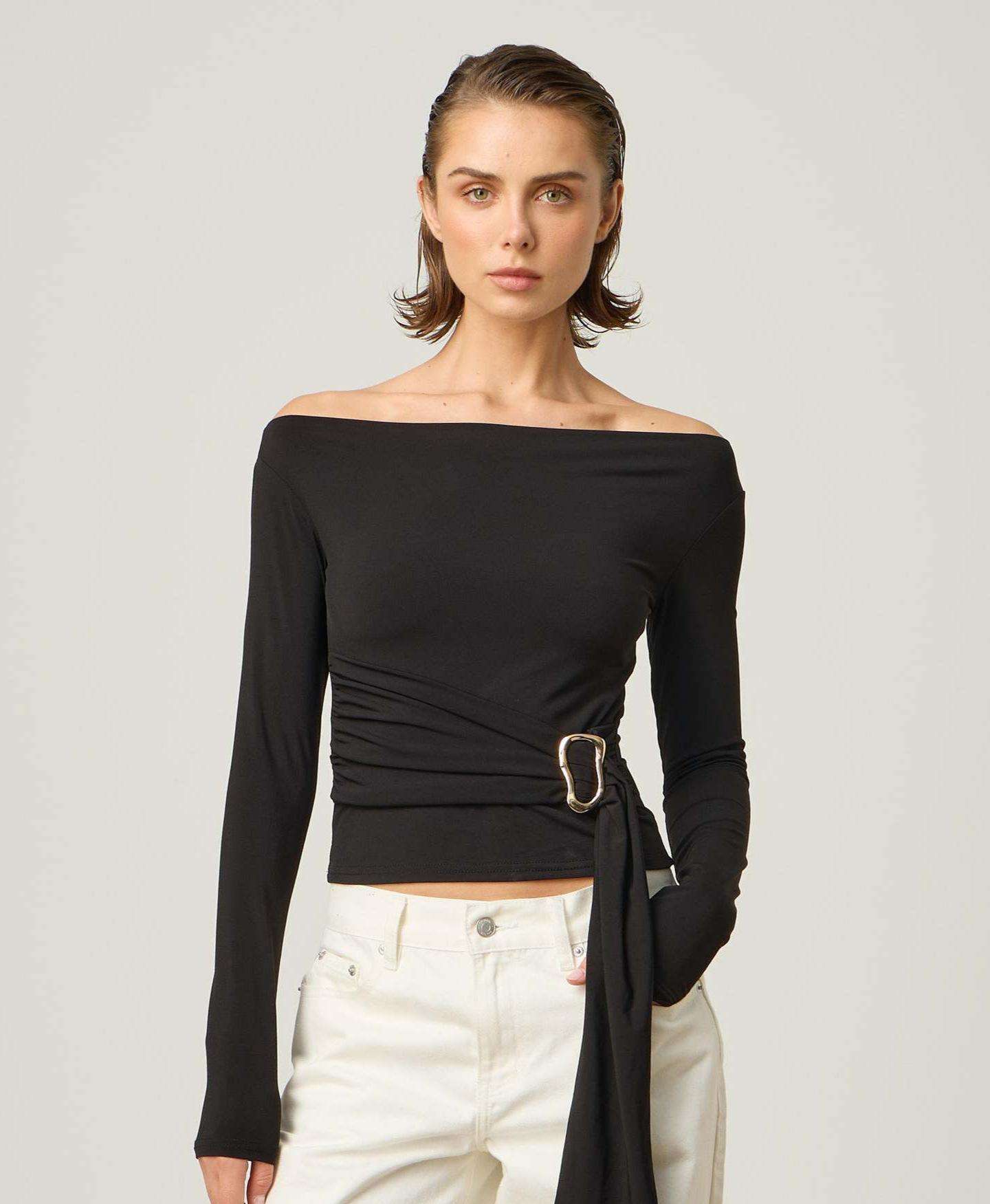 Off-the-Shoulder Top with Side Tie image 0