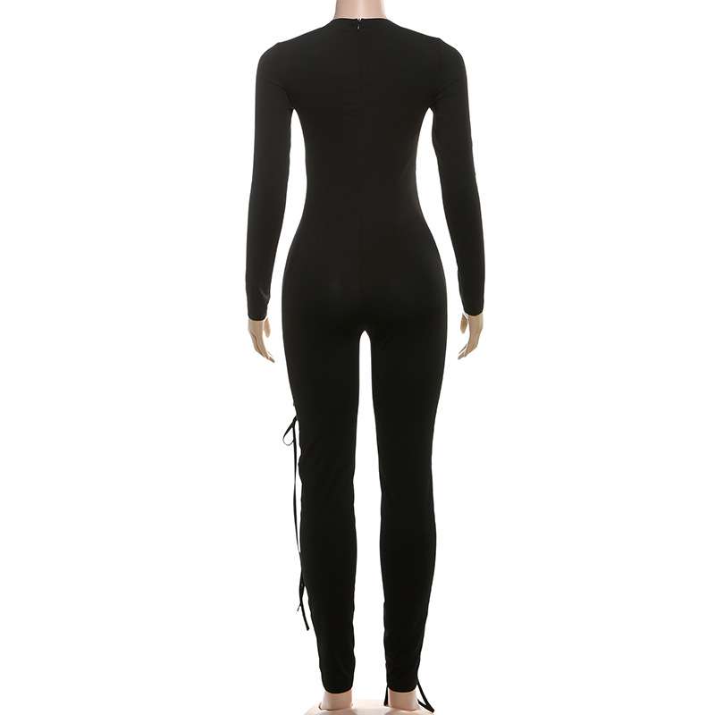 Edgy Black Laced-Up Jumpsuit image 4