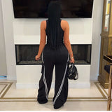 Wide leg straight casual striped pants image 3