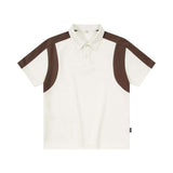 Contrast Panel Polo Shirt - XL, Multi Brown image