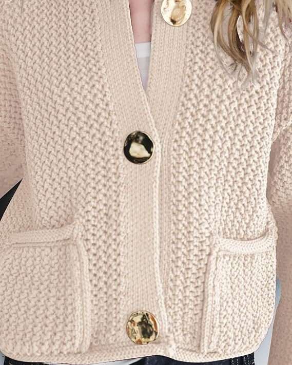 Chunky Knit Cardigan with Gold Buttons image 8