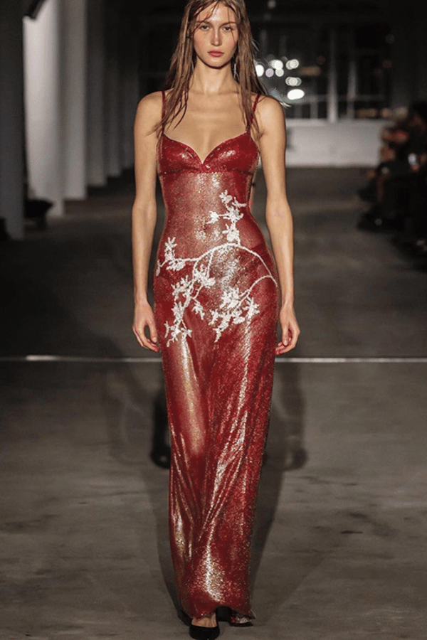 Sheer Sequined Bodycon Maxi Dress image 0