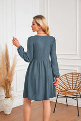 Long-sleeved Solid round neck Dress image 7