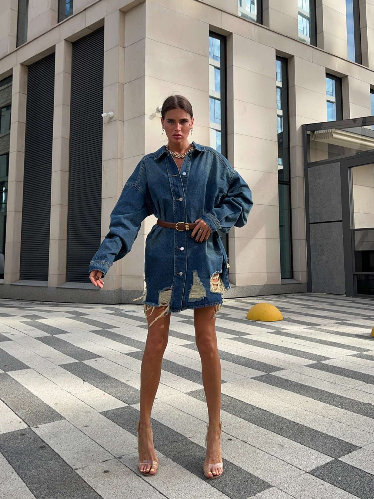 Fashion Loose Vintage Ragged Denim Dress image 3