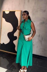 Sleeveless Button-Down Utility Maxi Dress image 2