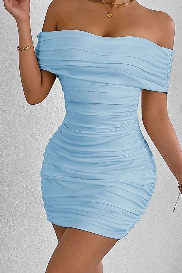 Off-Shoulder Ruched Mini Dress image 0