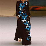 Printed Long Sleeve V-neck Dress image 4