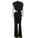 Draped Cropped Top & Wide-Leg Pants image 3