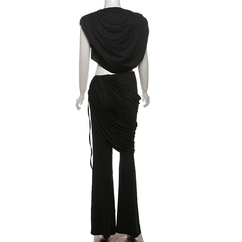 Draped Cropped Top & Wide-Leg Pants image 3