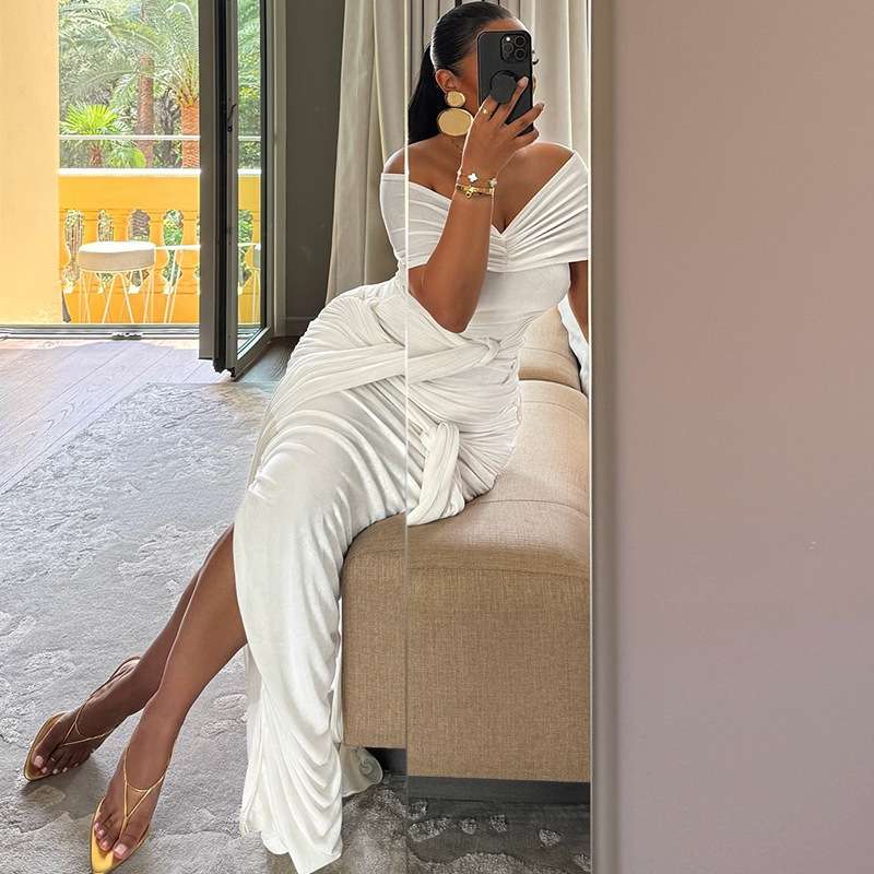 Luxe Draped Elegance Maxi Dress image 7