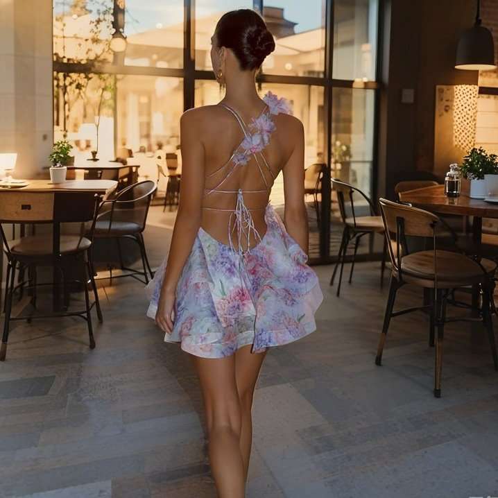 Floral Ruffle Tiered Mini Dress image 3