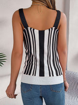 Striped Crochet Knit Button-Up Tank Top image 4