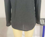 Textured Long Sleeve Shirt with V-Neck image 4