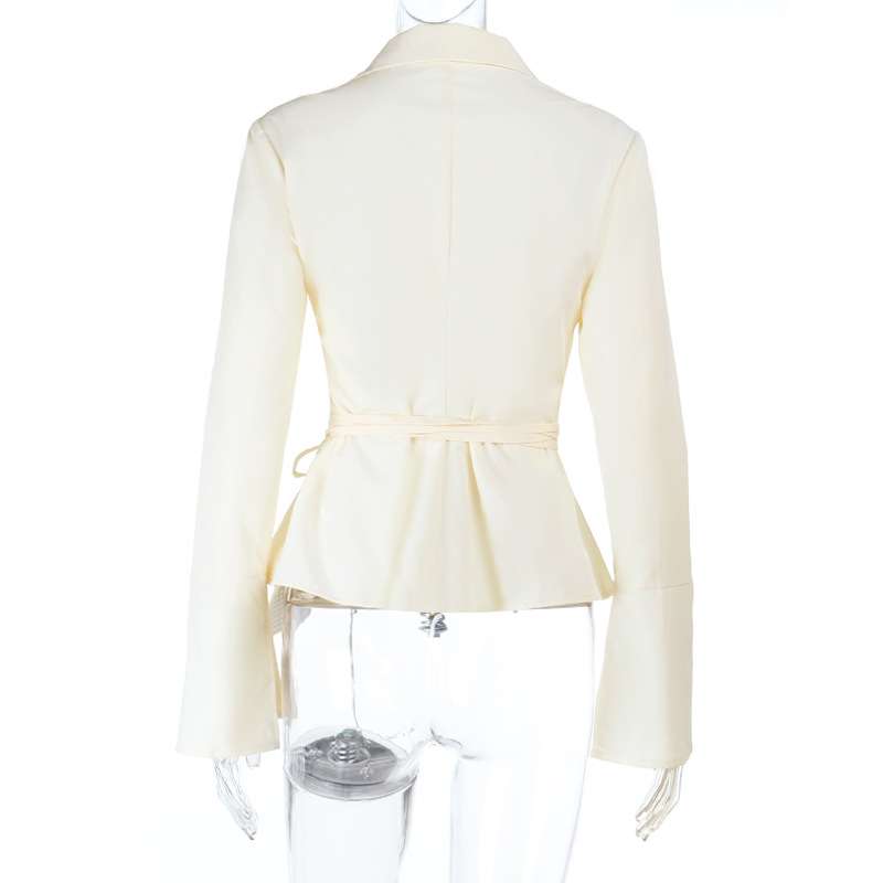 Long-Sleeve Wrap Waist Peplum Blouse image 4