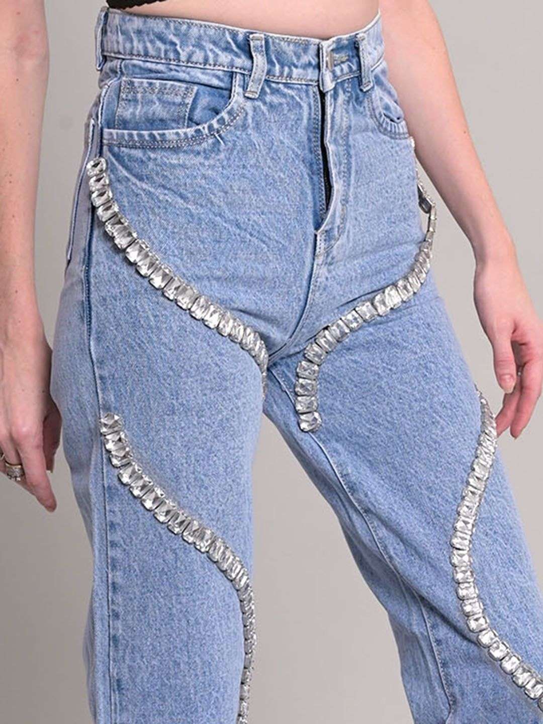 Lunar Wave Metallic Denim Pants image 1