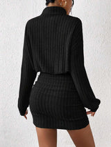 Turtleneck Bodycon Textured Fabric Dress image 8