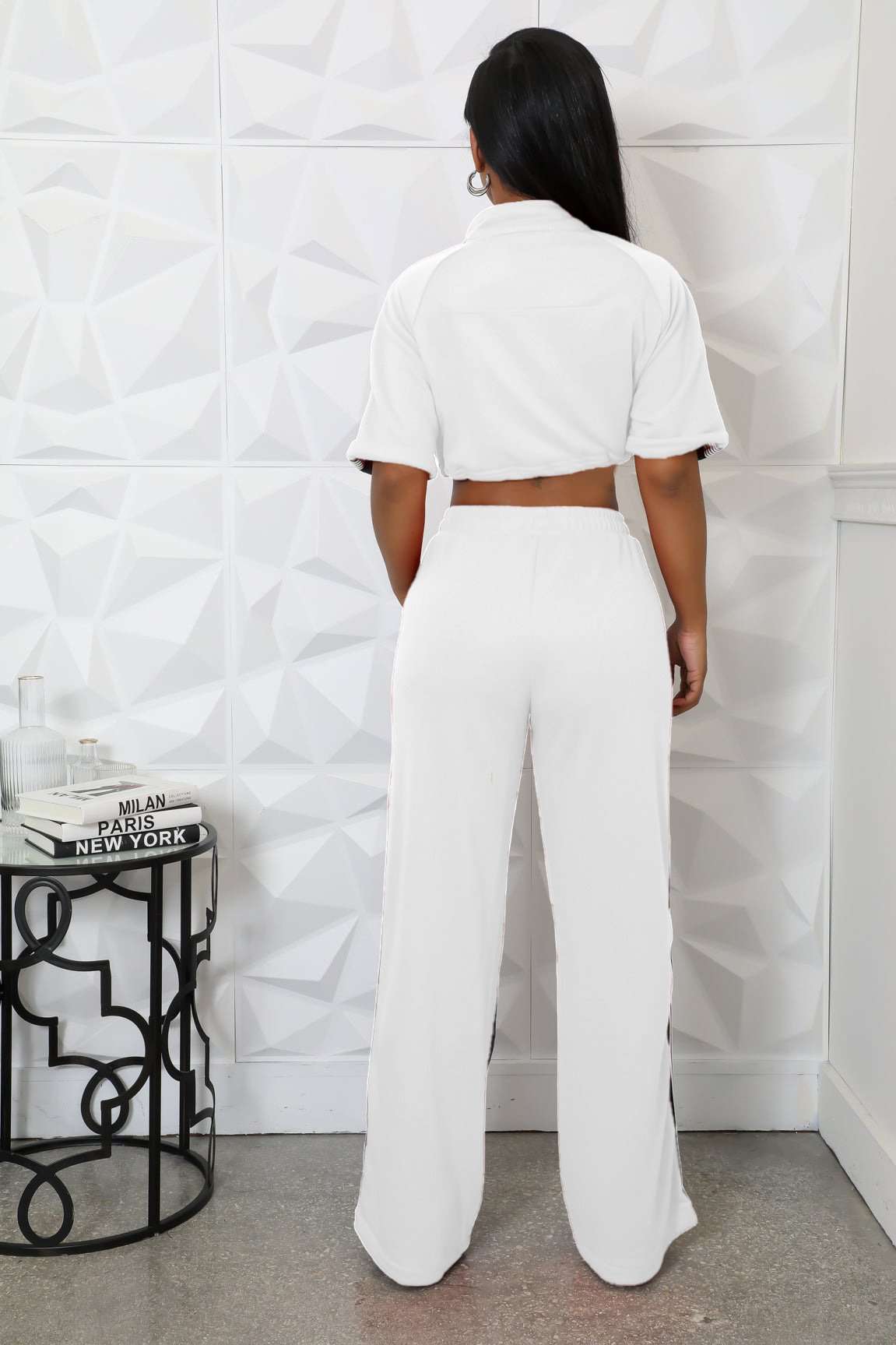 Colorblock Zip-Up Cropped Top & Pants Set image 7