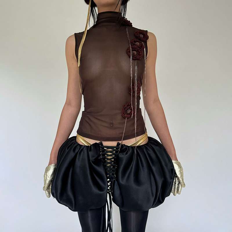 Noir Allure Bubble Skirt - M, Black image