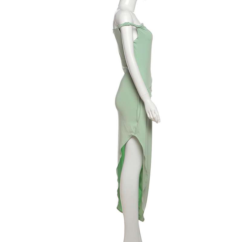 Off-Shoulder Maxi Dress with Side Slit image 4