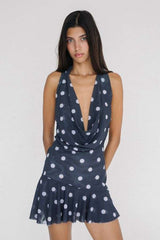 Polka Dot Sleeveless Dress with Ruffled Hem image 1