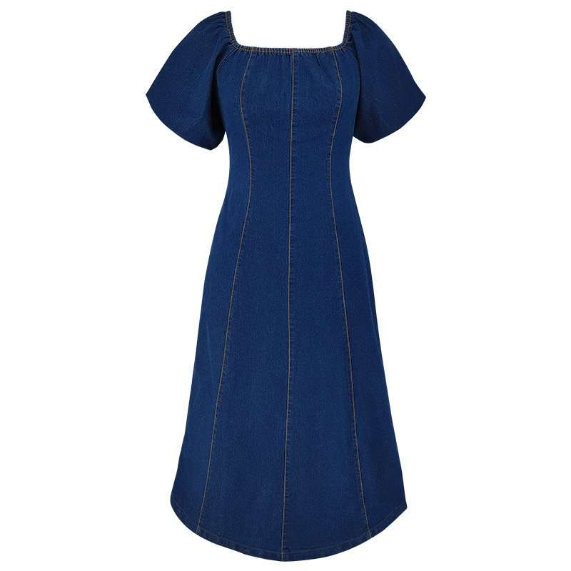 Off-Shoulder Puff Sleeve Midi Dress image 4