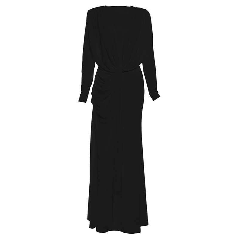 Elegant Black Draped Maxi Dress image 4