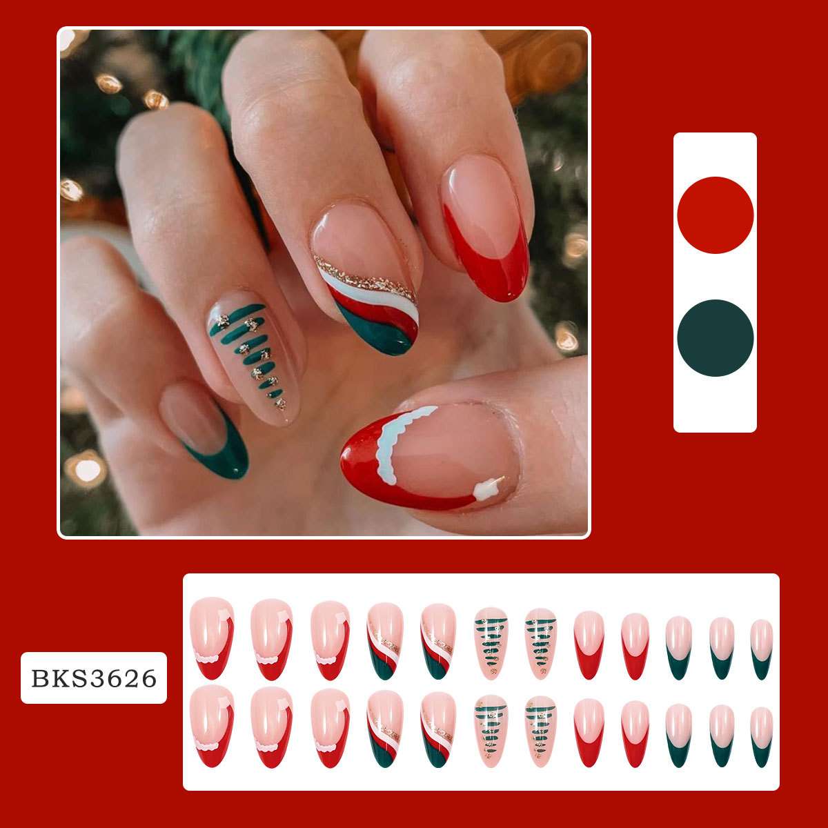 3D Nail Art Sticker Set - Free Size, Red image