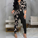 Color Contrast Letter Print Sets - XXXL, Multi Black image