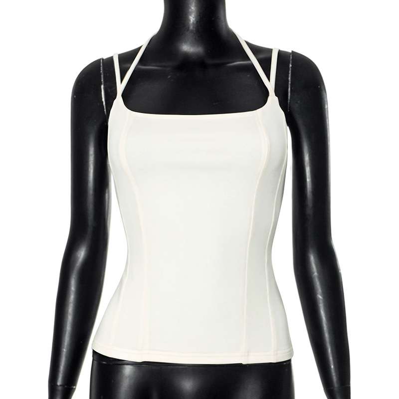 Double-Strap Sleeveless Top with Structured Fit - L, Light Beige image