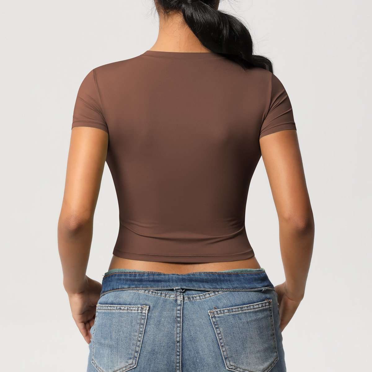 Fitted Crop Top with Short Sleeves image 4