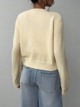 Cozy Cream Knit Button-Up Cardigan image 3
