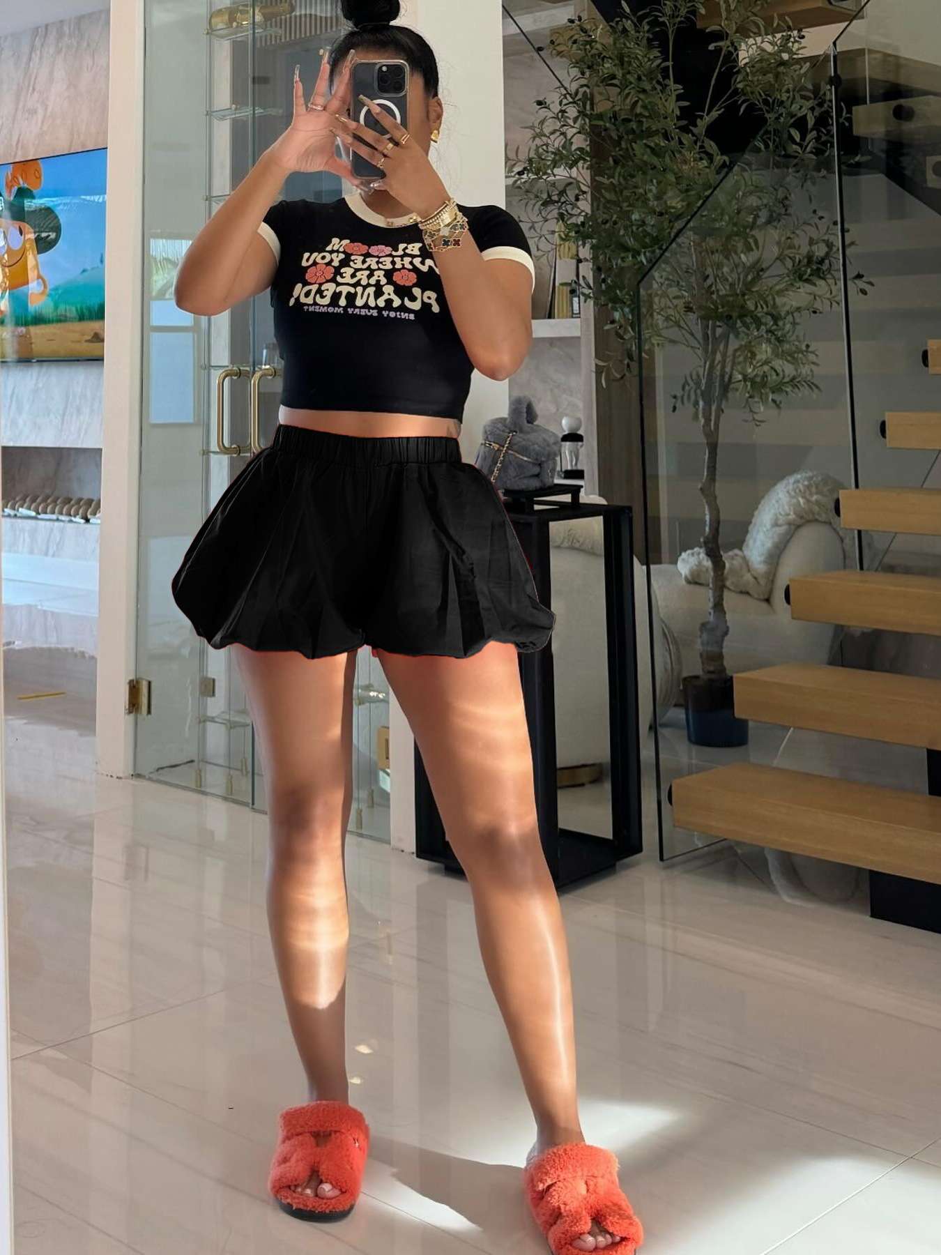 Bubble Fluffy Shorts - M, Black image