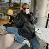 Luxury Fur Splicing Jackets Belt Cropped Coats image 6