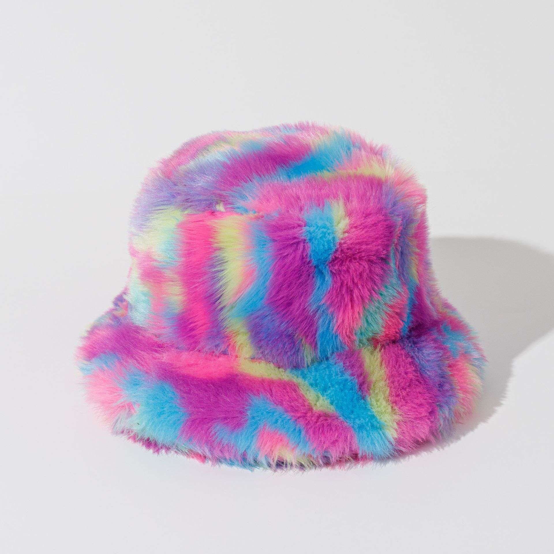 Colorful Fluffy Warm Bucket Hat image 3