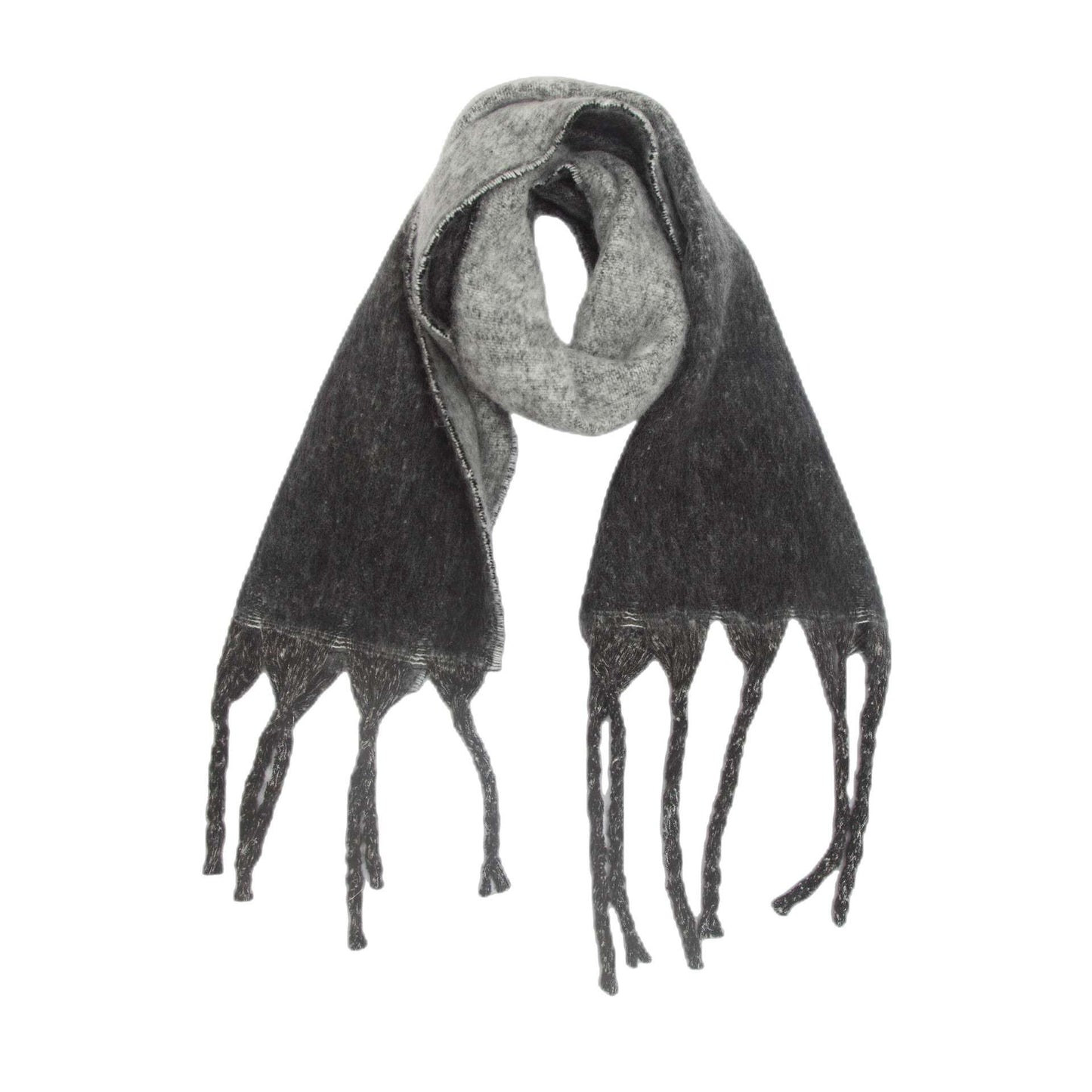 Gradient Color Scarf Tassel Design Shawl - Multi Black image