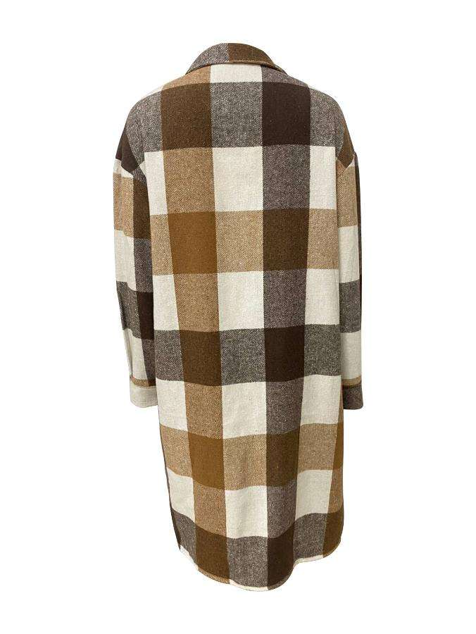 Casual Long Sleeve Oversize Plaid Long Coat image 4