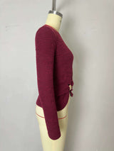 Textured Long Sleeve Top with Side Knot Detail image 3