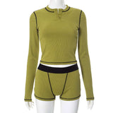 2 Piece Long Sleeve Crop Tops & Shorts image 2