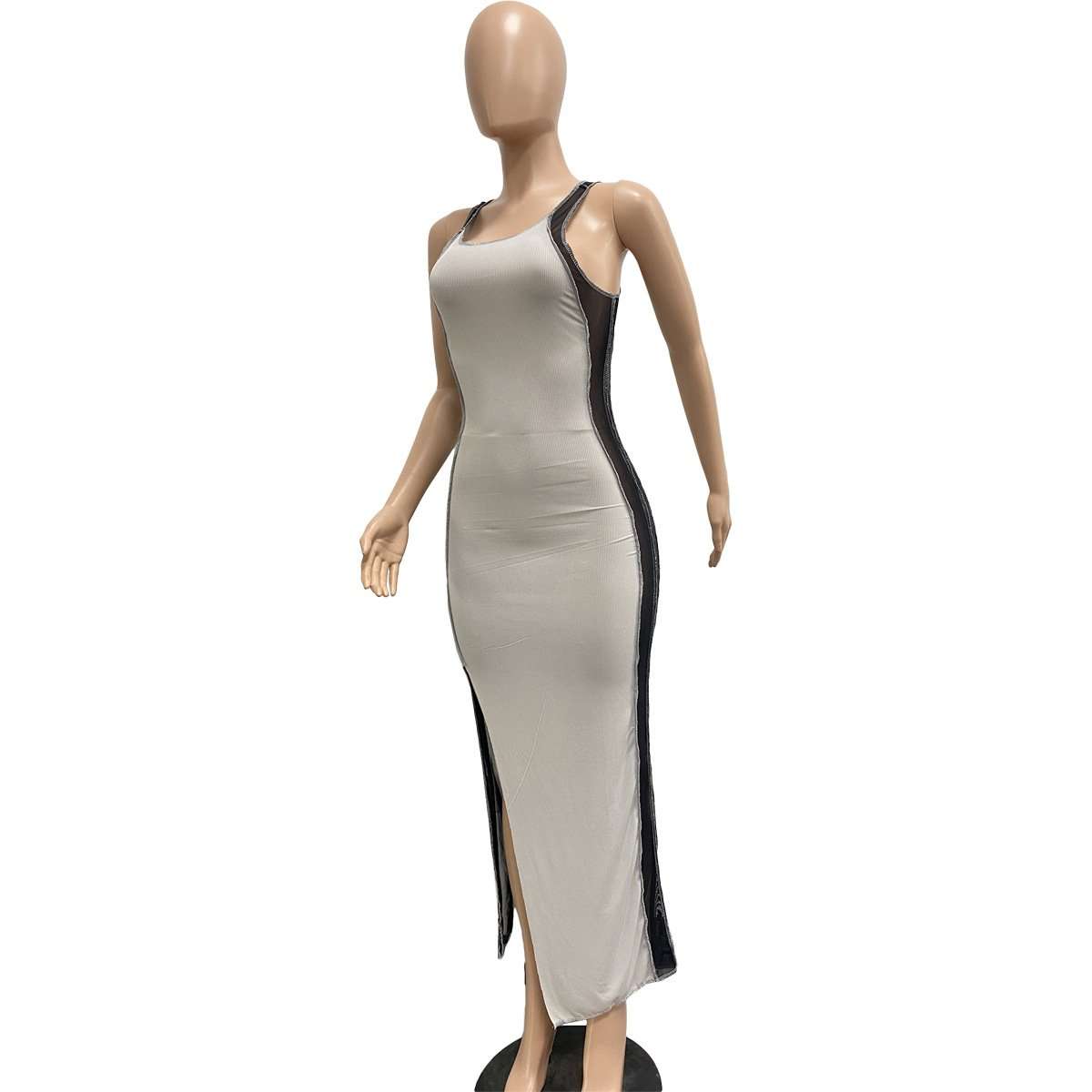 Sleeveless Bodycon Maxi Dress with Side Panels image 4