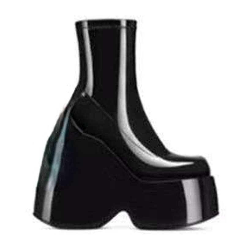Ankle Boots Platform Round Toe High Heel?Combat Boots