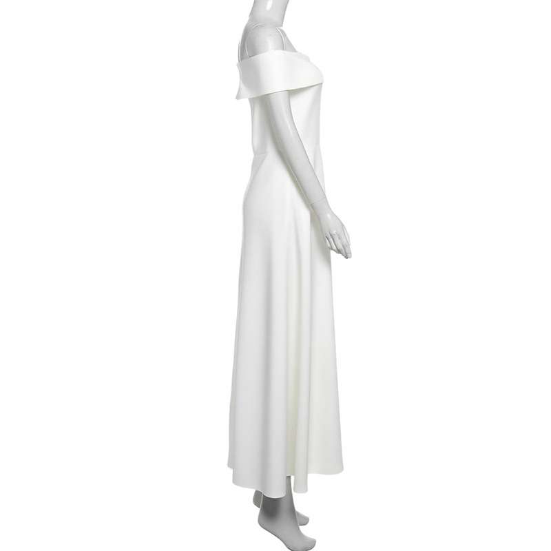 Off-Shoulder White A-Line Maxi Dress image 4